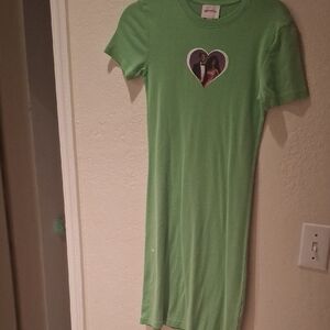 Green Heart Graphic T-Shirt Dress